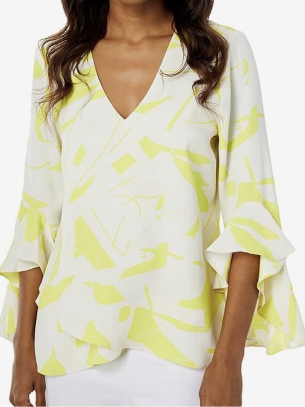 Vince Camuto White & Yellow Sunshine Top